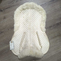 Quilt & Sheepskin Rolled Edge Half Pad *gc, mnr dirt, rubs, dingy, clumpy & threads, thin edge