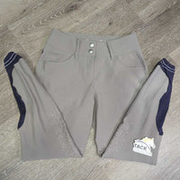 EuroSeat Breeches, embossed Stripe *vgc, cut tags, mnr seam puckers, unstitched seat seam & puckered stripes