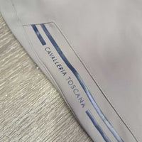 EuroSeat Breeches, embossed Stripe *vgc, cut tags, mnr seam puckers, unstitched seat seam & puckered stripes
