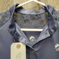 SS Technical Show Shirt, 1/3 Button Up, Lace Shoulders *vgc