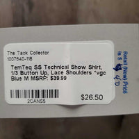 SS Technical Show Shirt, 1/3 Button Up, Lace Shoulders *vgc