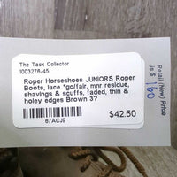 JUNIORS Roper Boots, lace *gc/fair, mnr residue, shavings & scuffs, faded, thin & holey edges