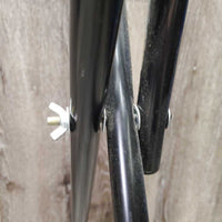Metal Folding Saddle Rack, Metal Bottom Rack *vgc, clean, scuffs, peeled & rusty spots, top strap: pulled off of rivet