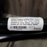 Metal Folding Saddle Rack, Metal Bottom Rack *vgc, clean, scuffs, peeled & rusty spots, top strap: pulled off of rivet