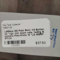 SS Polo Shirt, 1/3 Button Up *vgc, mnr seam rubs, fading & puckers