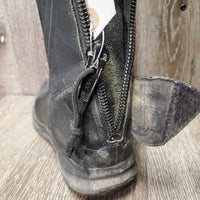 Synthetic Dress Boots, Zips *gc/fair, BROKEN LEFT ZIP, mnr dirt, creases, Threads: R