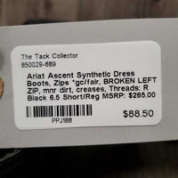 Synthetic Dress Boots, Zips *gc/fair, BROKEN LEFT ZIP, mnr dirt, creases, Threads: R