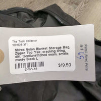 Nylon Blanket Storage Bag, Zipper Top *fair, cracking lining, dirt, torn/iunstitched seam, smells musty