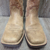 JUNIORS Square Toe Short Cowboy Boots *vgc/xc, clean, hairy *toes: mnr rubs, scuffs & scrape