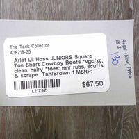 JUNIORS Square Toe Short Cowboy Boots *vgc/xc, clean, hairy *toes: mnr rubs, scuffs & scrape