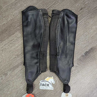Synthetic Half Chaps, Back Zips *gc, clean & mnr dirty, rubs, pills & hair, v.puckered/stretched elastic