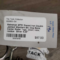 #751 Sweet Iron Double Jointed Western Bit, Dog Bone, Center Roller *vgc, clean, rubs, residue