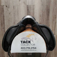 17.5 Adj *XW *6.75" Schleese Heike Kemmer Dressage Saddle, Navy Fleece Lined Schleese Cover, Xlg Front Velcro Blocks, Rear Gusset Panels, Cutback Shoulders, Wool Flocking, Flaps: 17"L x 12"W Serial #1362180813 3 RW SR 17.5