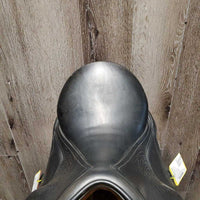 17.5 Adj *XW *6.75" Schleese Heike Kemmer Dressage Saddle, Navy Fleece Lined Schleese Cover, Xlg Front Velcro Blocks, Rear Gusset Panels, Cutback Shoulders, Wool Flocking, Flaps: 17"L x 12"W Serial #1362180813 3 RW SR 17.5