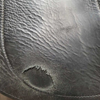 17.5 Adj *XW *6.75" Schleese Heike Kemmer Dressage Saddle, Navy Fleece Lined Schleese Cover, Xlg Front Velcro Blocks, Rear Gusset Panels, Cutback Shoulders, Wool Flocking, Flaps: 17"L x 12"W Serial #1362180813 3 RW SR 17.5