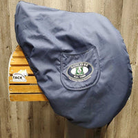 17.5 Adj *XW *6.75" Schleese Heike Kemmer Dressage Saddle, Navy Fleece Lined Schleese Cover, Xlg Front Velcro Blocks, Rear Gusset Panels, Cutback Shoulders, Wool Flocking, Flaps: 17"L x 12"W Serial #1362180813 3 RW SR 17.5