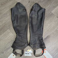Leather Half Chaps, Back Zipper *gc, dirty, rubs, scrapes, inside shavings, faded