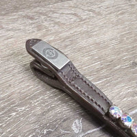Curved Single Strand Bling & Leather Browband, snap ends, Bag *xc/like new