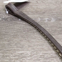 Curved Single Strand Bling & Leather Browband, snap ends, Bag *xc/like new