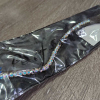 Curved Single Strand Bling & Leather Browband, snap ends, Bag *xc/like new