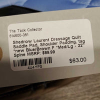 Dressage Quilt Saddle Pad, Shoulder Padding, tag *new