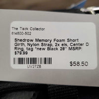 Memory Foam Dressage - Short Girth, Nylon Strap, 2x els, Center D Ring, tag *new