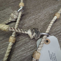Stiff Lariat Sliding Headsetter - Tie Down Noseband, Rawhide wrapped *vgc, mnr rubs, dirt & stains