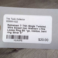 Thin Single Twisted Wire Sweet Iron Western v.fine Loose Ring Bit *gc, residue, bent ring