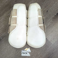 Closed Boots, velcro *fair, clean, older, v.stained, rubbed/torn edges, undone stitching, dingy, discolored, older