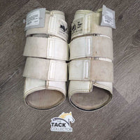 Closed Boots, velcro *fair, clean, older, v.stained, rubbed/torn edges, undone stitching, dingy, discolored, older