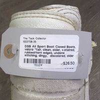 Closed Boots, velcro *fair, clean, older, v.stained, rubbed/torn edges, undone stitching, dingy, discolored, older