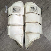 Closed Boots, celcro *fair, clean, older, v.stained, rubbed/torn edges, undone stitching, dingy, discolored, older