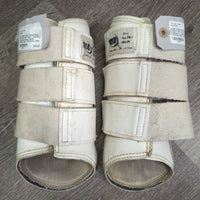 Closed Boots, celcro *fair, clean, older, v.stained, rubbed/torn edges, undone stitching, dingy, discolored, older