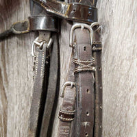 "Week Monday" FS Rsd Padded Monocrown Bridle, Rubber Reins *gc, NO Flash, dirty, Missing Logo, loose keepers, scrapes, bent, dent, stains, rubs