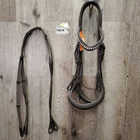 Rsd Padded Monocrown Bridle, Anatomical Noseband, Rubber Web Reins, bling *vgc, clean, mnr scrapes, rubs, dirt & scuffs