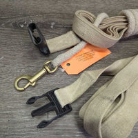 2x 22' Cotton Driving Lines, Plastic Snap *gc, stained, dingy, dirt, pilly, rubs, frays