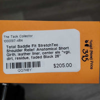 Shoulder Relief Anatomical Short Girth, leather liner, center els *vgc, dirt, residue, faded