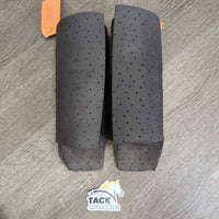 4 Closed Hard Foam "Porter Boot" Leg Guards, Mesh Bag *gc/vgc, clean & dirty, rubs, scrapes, rip, trimmed edges, 1-deep dent