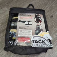 Bi-Polar Magnet Fetlock - Hind Boots, velcro, bag *gc, clean, hairy, stains, rubs, frays, unstitched velcro, older