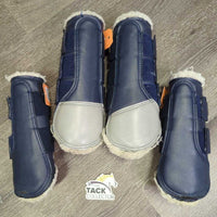 Closed Front & Hind Boots, Fleece, velcro *gc, repairs, older, clean, stains, clumpy, hairy, stretched elastic edges, hairy velcro