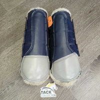 Closed Front & Hind Boots, Fleece, velcro *gc, repairs, older, clean, stains, clumpy, hairy, stretched elastic edges, hairy velcro