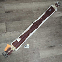 Cotton & Nylon Web Girth, Fleece, 2x els, D Ring, Clik Buckles *gc, clean, rubs, clumpy, thin & curled edges, stains, hairy