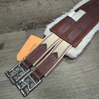 Cotton & Nylon Web Girth, Fleece, 2x els, D Ring, Clik Buckles *gc, clean, rubs, clumpy, thin & curled edges, stains, hairy