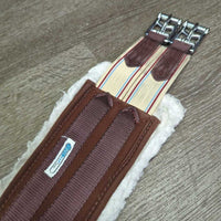 Cotton & Nylon Web Girth, Fleece, 2x els, D Ring, Clik Buckles *gc, clean, rubs, clumpy, thin & curled edges, stains, hairy