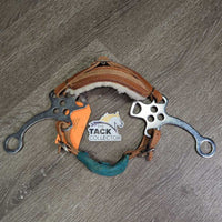 Adjustable Leather & Fleece Hackamore, chin strap *vgc, mnr hair, dirt, vet wrap