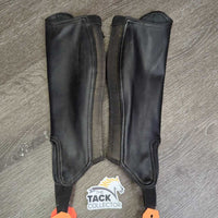 JUNIORS Synthetic Leather Half Chaps, Back Zipper *gc, v.dirty elastic, hairy, rubs