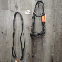 Rsd Padded Monocrown Bridle, Braided Reins *vgc, mnr dirt, residue & stains