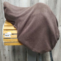 18" *Adj Green (N/M) in *5.25" Fairfax "Original" Monoflap Dressage Saddle, Brown Fairfax Fleece Cover, Wool Flocking, Front & Rear Gusset Panels, Lg Exterior Front Blocks, Flaps: 18"L x 13.5"W Serial # 18 032 023