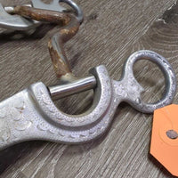 Aluminum LS High Port Western Curb Bit, Tooled Edges, Rope Stabilizer *gc, dirty, residue, gunk, scrapes, stains