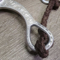 Aluminum LS High Port Western Curb Bit, Tooled Edges, Rope Stabilizer *gc, dirty, residue, gunk, scrapes, stains